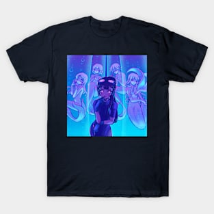 Neon, Anime, Mermaid, Girls, Digital Painting T-Shirt